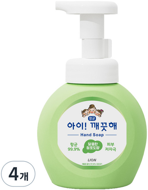 아이깨끗해 항균 폼 핸드솝 청포도향, 250ml, 4개