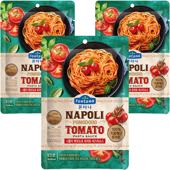 폰타나 나폴리 뽀모도로 토마토 파스타소스, 150g, 3개
