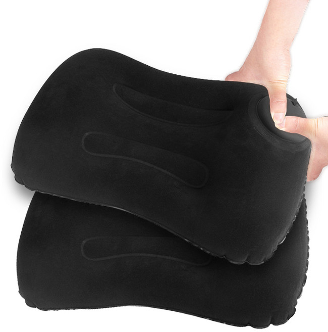 아리코 휴대용 에어펌프 캠핑베개, 블랙, 2개