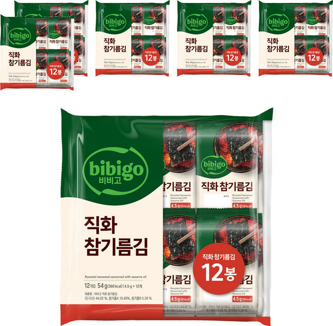 비비고 직화 참기름김, 54g, 6개