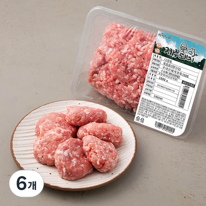 파머스팩 제주 돼지 뒷다리 다짐육 볶음용 (냉장), 1kg, 6개