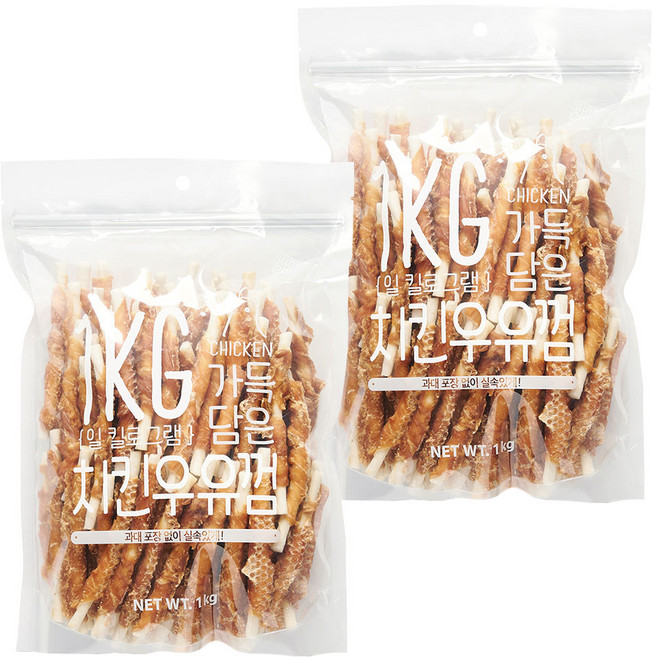 슈퍼츄 강아지 일킬로그램 가득담은 육포, 혼합맛(치킨/우유), 1kg, 2개