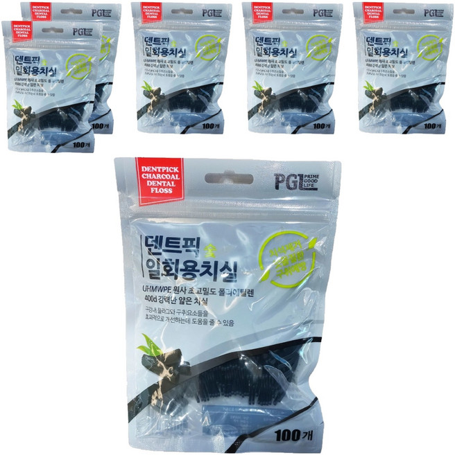 Dentpick PGL 炭一次性牙線, 6個