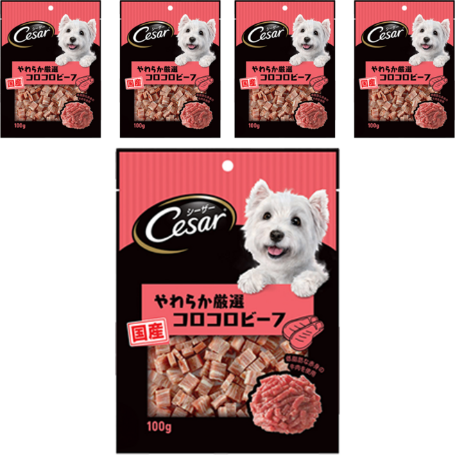 Cesar 西莎 點心系列 狗零食, 主廚嚴選香軟牛肉切塊口味, 100g, 5包