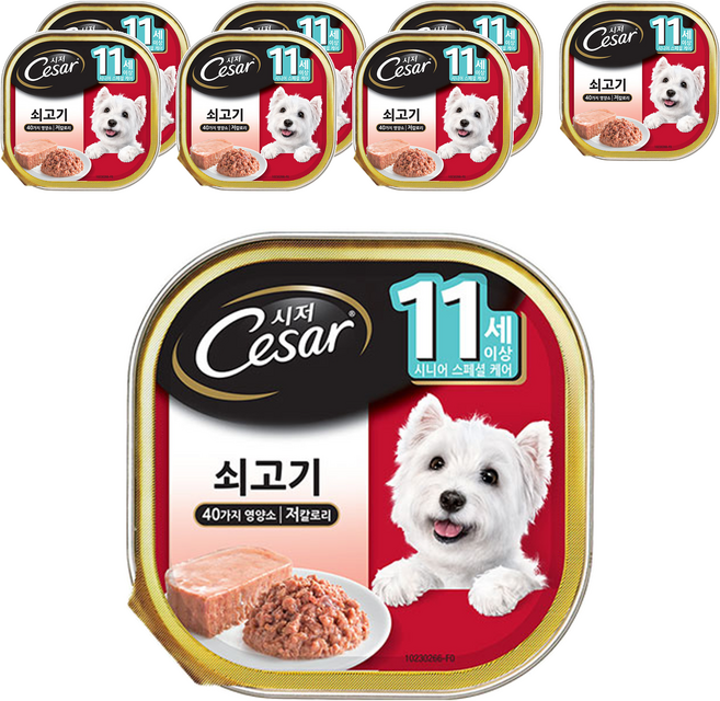 시저 11세 이상 시니어 강아지 주식캔, 소, 100g, 8개