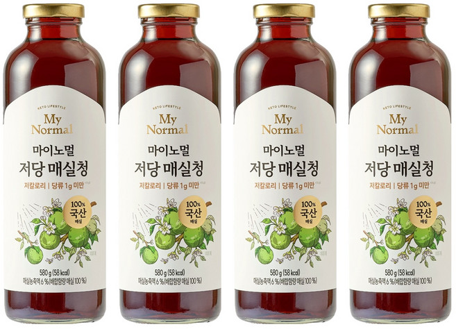 마이노멀 100% 국산 매실 저당 매실청, 580g, 4개