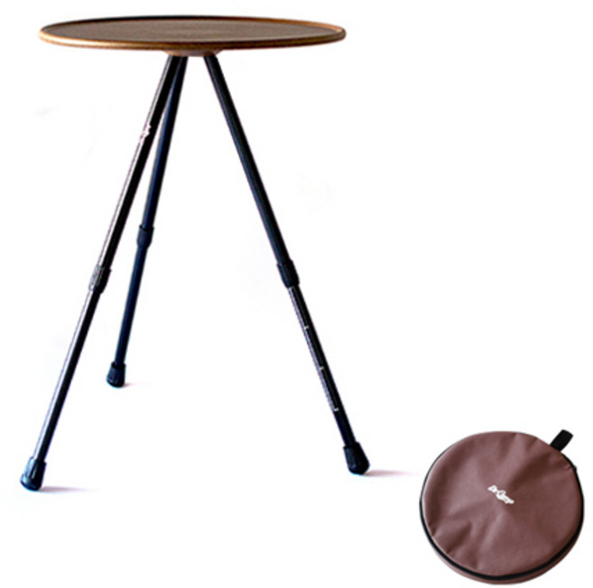 닥터캠프 캠핑 사이드 삼각대 테이블 원형, 브라운