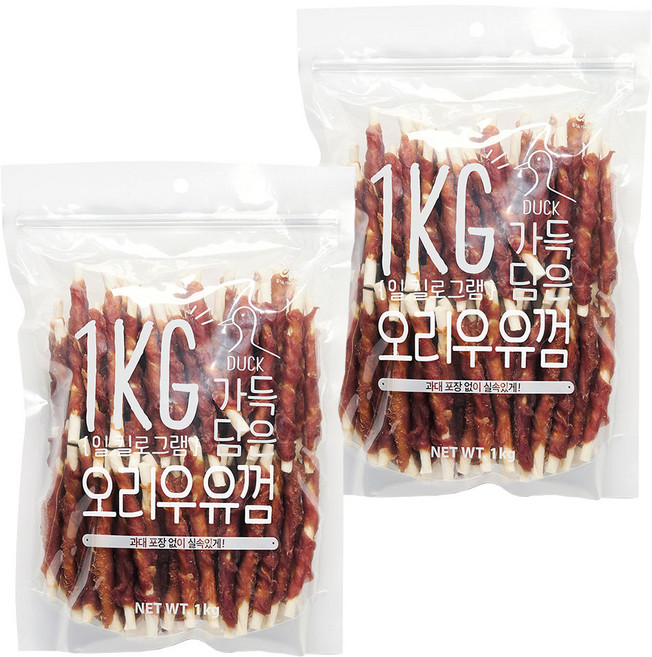 슈퍼츄 강아지 일킬로그램 가득담은 껌, 혼합맛(오리/유유), 1kg, 2개