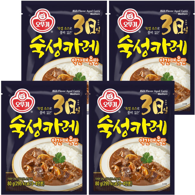 오뚜기 3일 숙성카레 약간매운맛, 80g, 4개