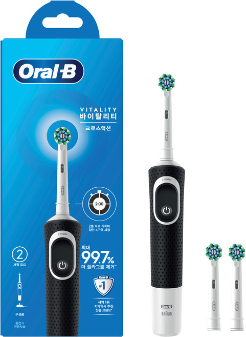 오랄비 D100 바이탈리티 크로스액션 전동칫솔, 3710, 블랙, 1개