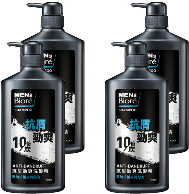 MEN's Biore 男性抗屑勁爽洗髮精 10倍炭 抗菌去屑因子OPX, 750g, 4瓶