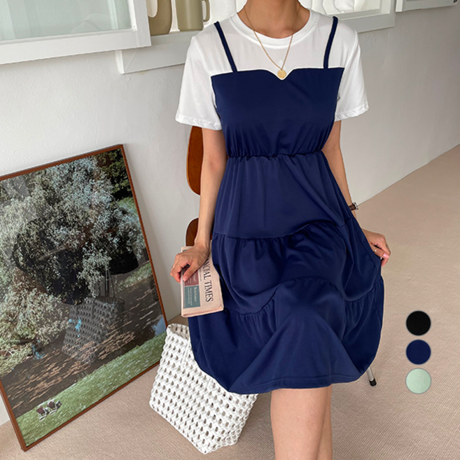 메이첼 캉캉 플레어 데일리 반팔 원피스 00001