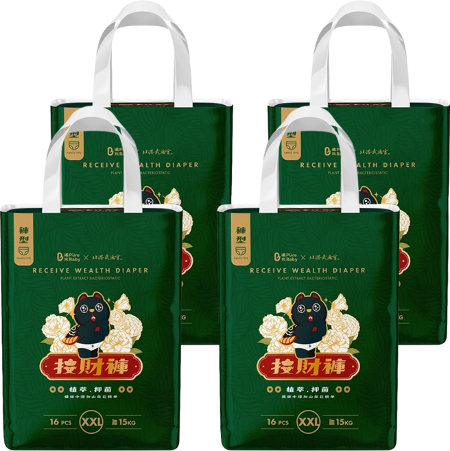 pureBaby 波比 植萃抑菌接財褲 褲型 15kg, 2XL, 64片