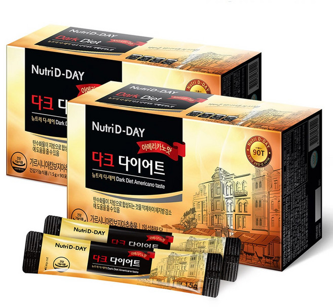 Nutri D-DAY 藤黃果黑咖啡沖泡粉隨身包 90條入, 135g, 2盒