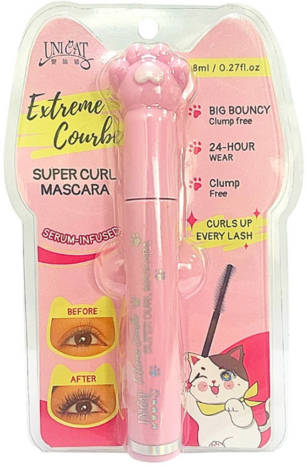 UNICAT 變臉貓 超級捲翹睫毛膏 自然持久 瞬間放大雙眼, 黑色, 1支