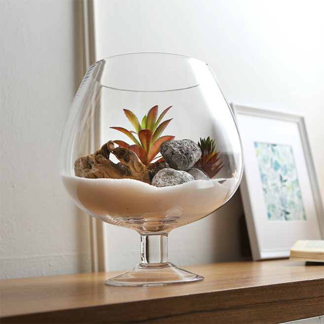 삼호유리 와인잔 유리 미니 어항 꽃화병 SH1005