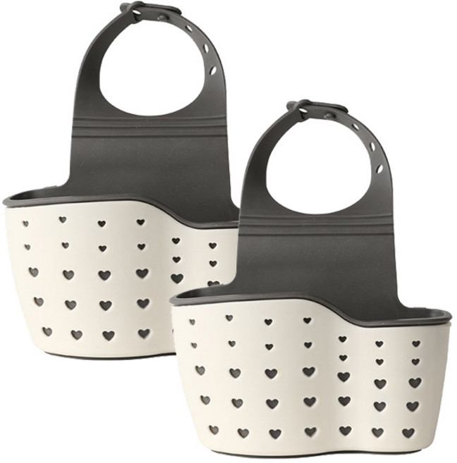 hillo 싱크대 수세미 다용도 수납걸이, 화이트, 2개