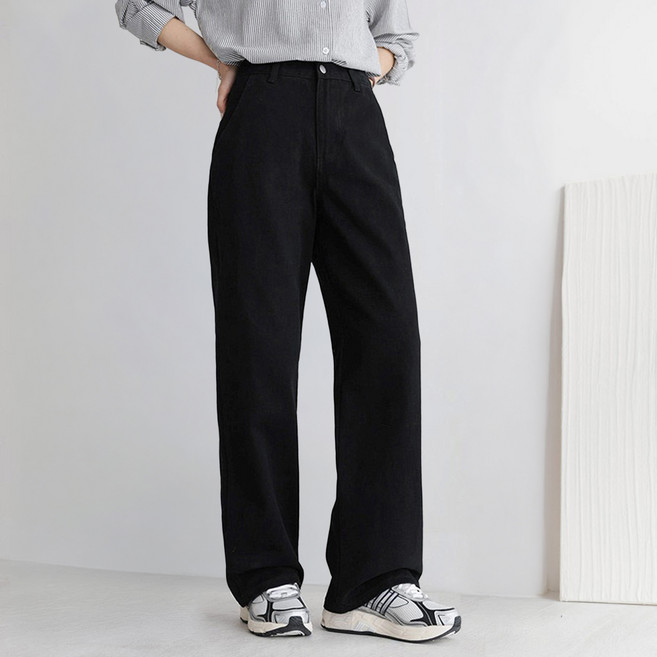 앤드스타일 여성용 숏/기본/롱 기장 딱맞진 No.8 트윌코튼 절개 인밴딩 와이드 팬츠 264397