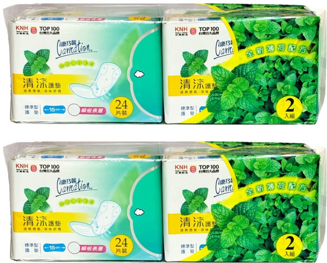 康乃馨 清涼護墊, 標準型(15cm), 48片, 2包