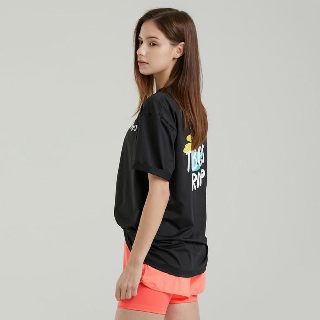 에이치머스 여성용 코즈웨이 오버핏 래쉬가드 상의 + 레깅스 숏팬츠