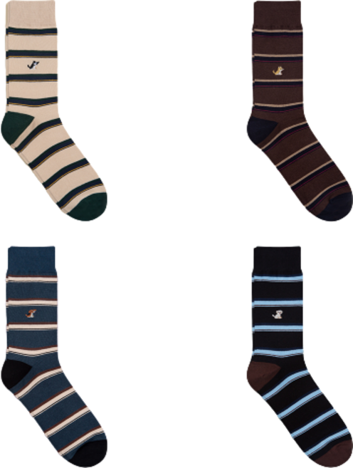 GGRN 남성용 패션 패턴 양말 4종 세트