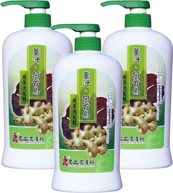 名品農產行 薑汁何首烏洗髮精, 830ml, 3瓶