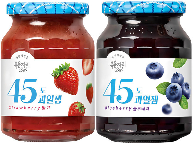 복음자리 45도 과일잼 딸기 + 블루베리, 1세트, 350g