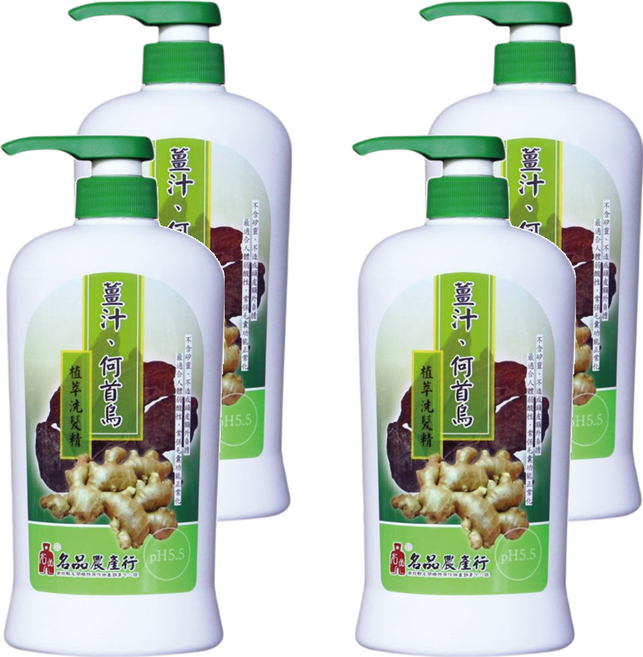名品農產行 薑汁何首烏洗髮精, 830ml, 4瓶