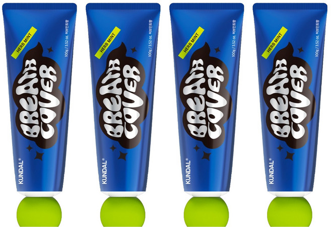 쿤달 딥브레스커버치약 허브민트향, 100g, 4개