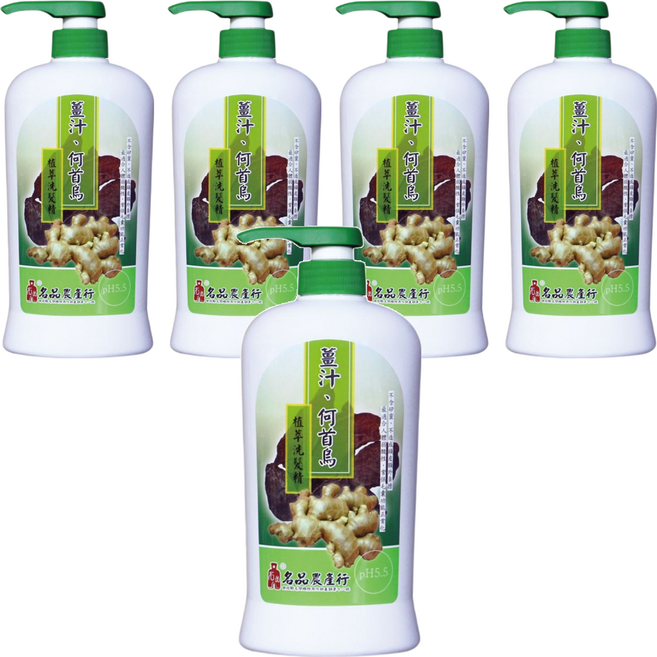 名品農產行 薑汁何首烏洗髮精, 830ml, 5瓶