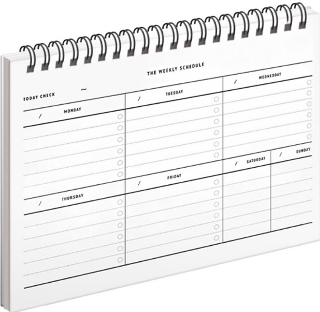 뮤니드 스프링 하드커버 상철 위클리 스케줄러, 혼합색상, 1개