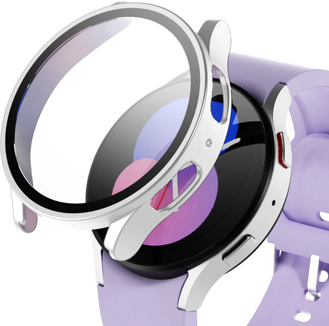 아이엠듀 스마트워치 강화유리 풀커버 케이스 하이브리드, 스틸 실버, 1개