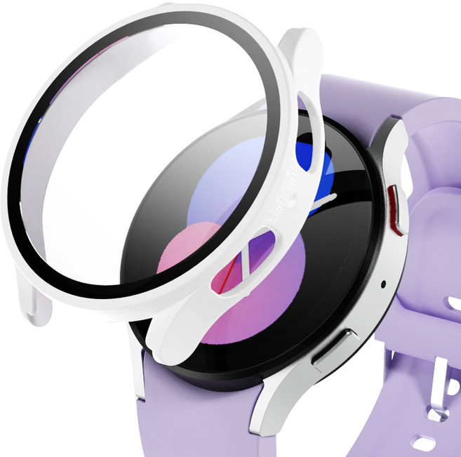 아이엠듀 스마트워치 강화유리 풀커버 케이스 하이브리드, 화이트, 1개