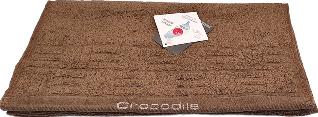 Crocodile 鱷魚 方格品味提花毛巾 130g 棉紗, 棕色, 1條