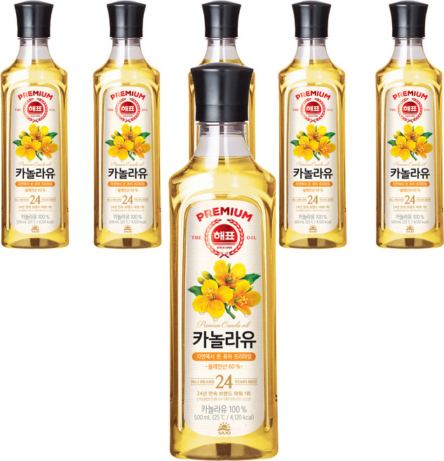 해표 카놀라유, 500ml, 6개