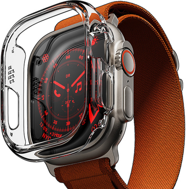 빅쏘 초슬림 변색없는 프레임 레빅스킨 애플워치 하드 보호 케이스, 투명, 1개