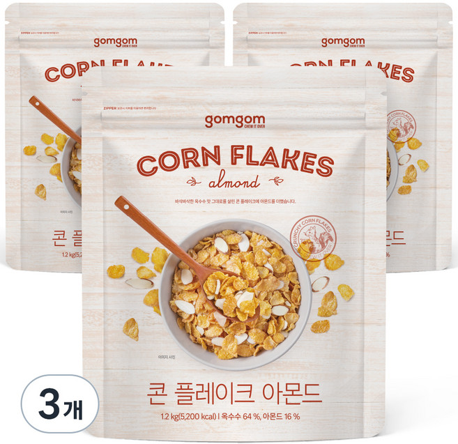 곰곰 콘 플레이크 아몬드, 1.2kg, 3개