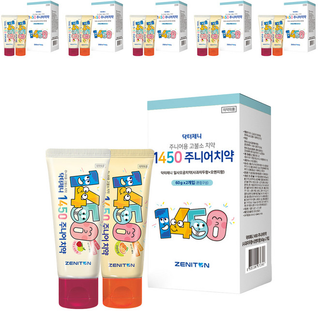 제니튼 닥터제니 일사오공 주니어 치약 사과자두향 60g+ 오렌지향 60g 세트, 120g, 6세트