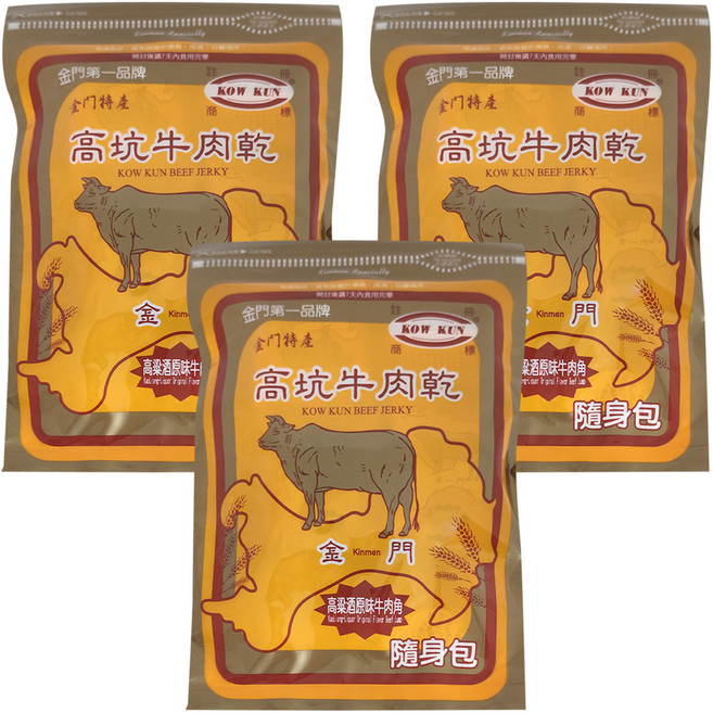 高坑 高粱酒原味牛肉角, 160g, 3包