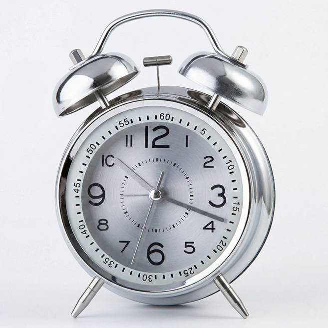 YS 시끄러운 무소음 탁상 학생용 강력 알람 시계, 화이트