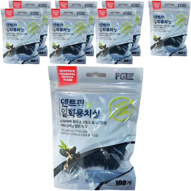 Dentpick PGL 炭一次性牙線, 8個