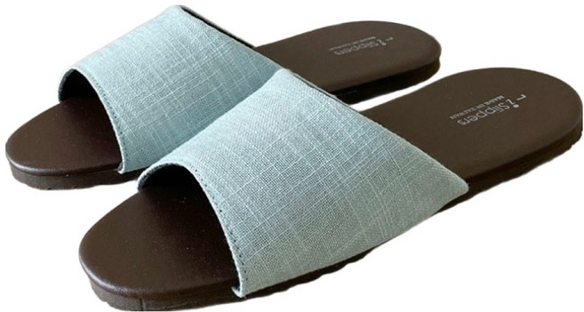 TAIWAN SLIPPER 台灣犀利趴 品味系列 布面皮質室內拖鞋, 漾色 水藍, 1雙