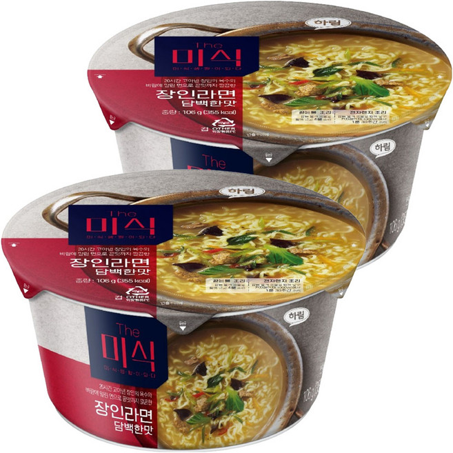 더미식 장인라면 담백한맛 컵 106g, 2개