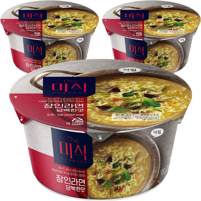 더미식 장인라면 담백한맛 컵 106g, 3개