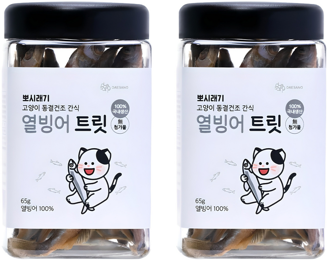 뽀시래기 고양이 생후 3개월령 이후 큐브트릿 동결건조, 열빙어, 65g, 2개