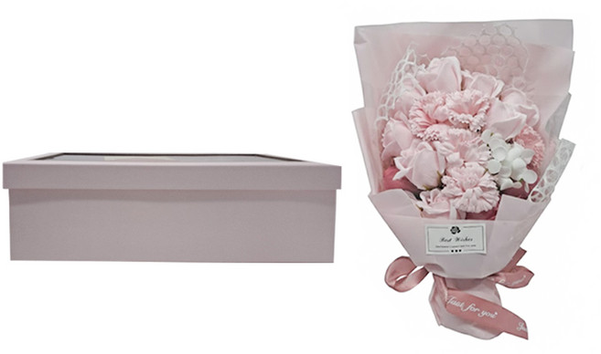 19朵香皂花 無提袋 盒裝(38 x 20 x 12cm) 300g, 櫻花粉, 1盒
