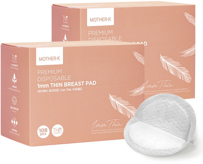 마더케이 프리미엄 Thin 1mm 수유패드, 108개입, 2개