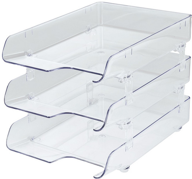 크리스탈 서류받침 253 x 345 x 253 mm, 투명, 3단