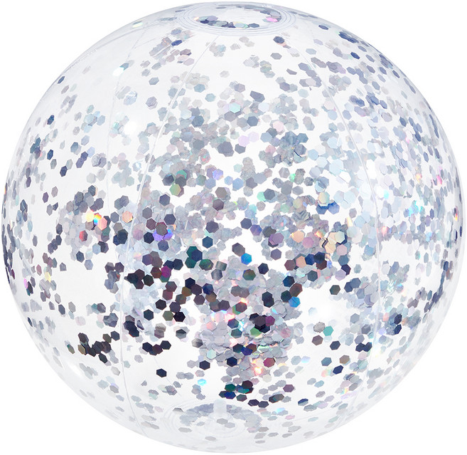 코멧 이중마개 투명 스팽글 비치볼, 41cm, 혼합색상