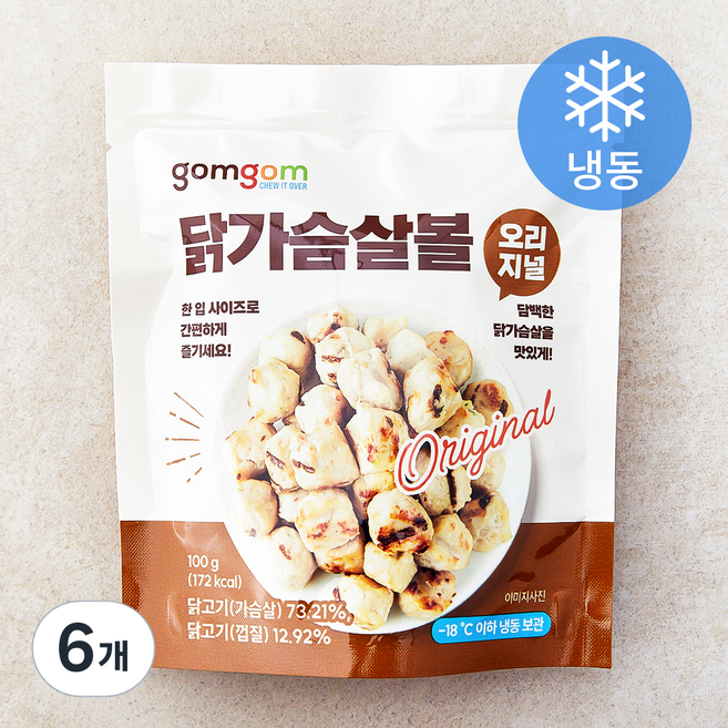 곰곰 닭가슴살볼 오리지널 (냉동), 100g, 1개입, 6개